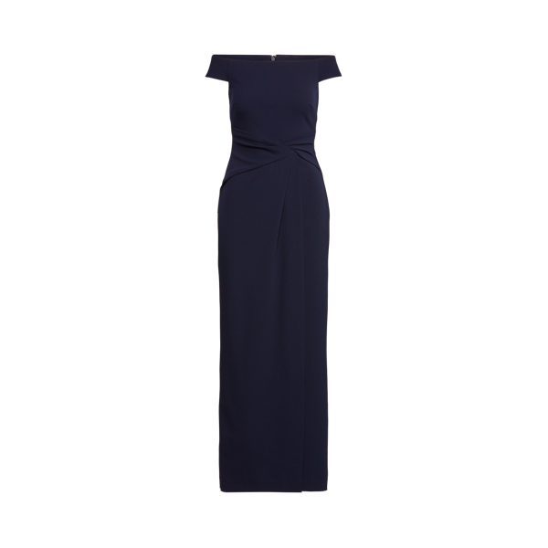 Schulterfreies Cr&ecirc;pe-Abendkleid