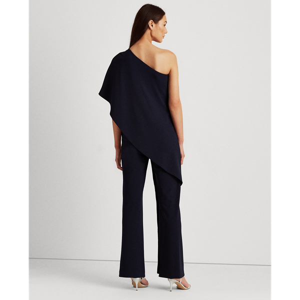 Lighthouse Navy One-Shoulder Cape Jumpsuit Lauren 5