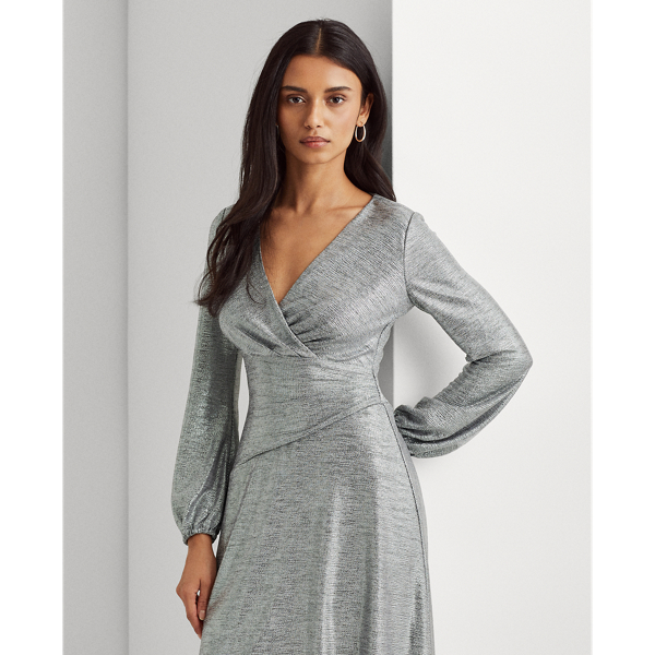 Abito a maniche lunghe metallizzato Lauren in Grigio scuro Argento 4