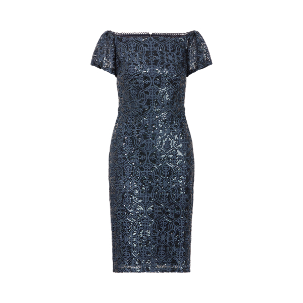 Sequined Lace Off-the-Shoulder Dress Lauren 1
