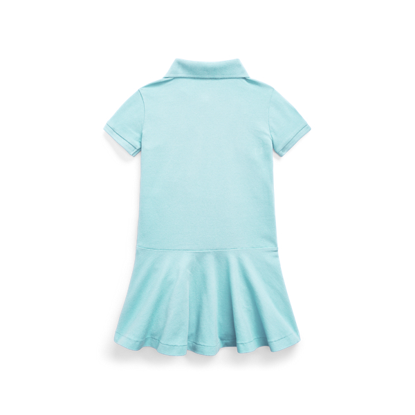 Turquoise Cloud/Red Coral Stretch Mesh Polo Dress GIRLS 1.5-6.5 YEARS 2
