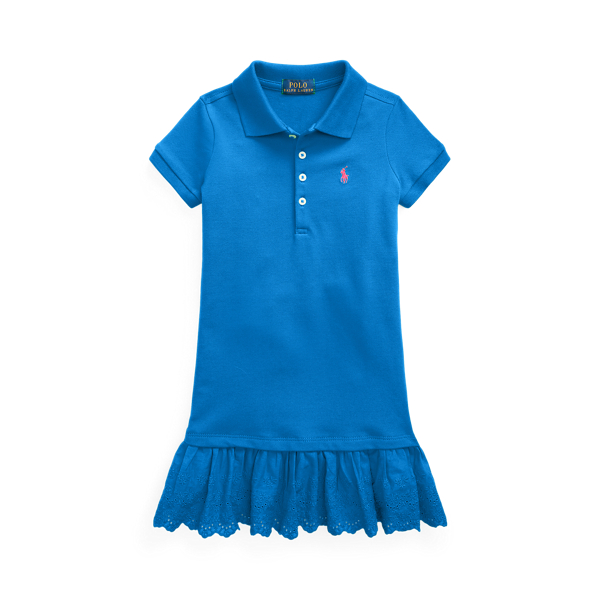 Eyelet Stretch Mesh Polo Dress