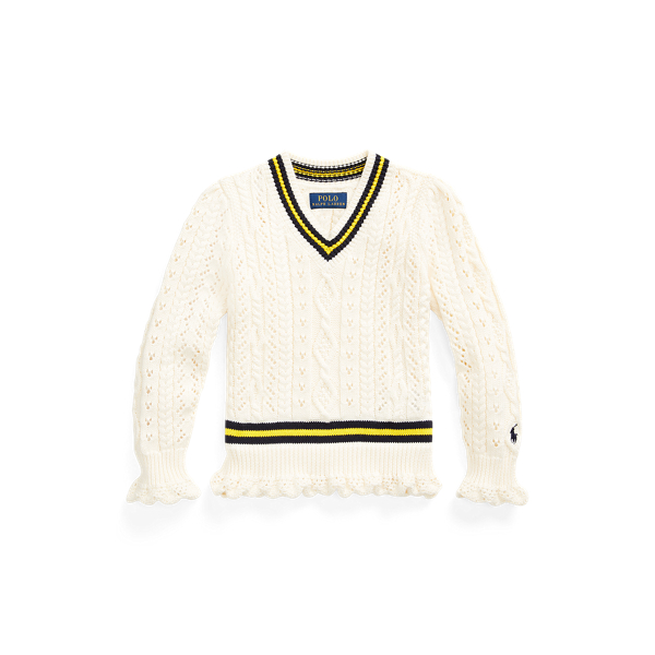 Cable-Knit Cotton Cricket Jumper