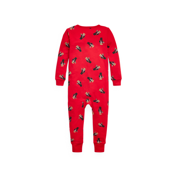 Park Ave Red Polo Bear Stretch Jersey Pajamas Baby Boy 2