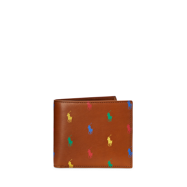 Tan Allover Pony Leather Billfold Wallet Polo Ralph Lauren 1