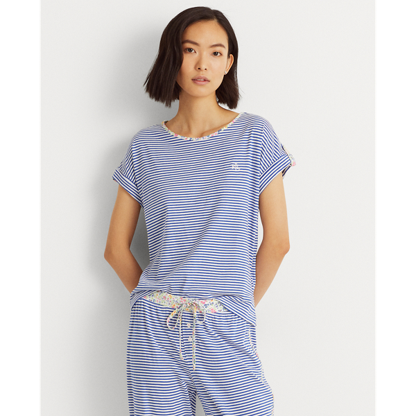 Blue Stripe Striped Cotton Capri Sleep Set Lauren 4