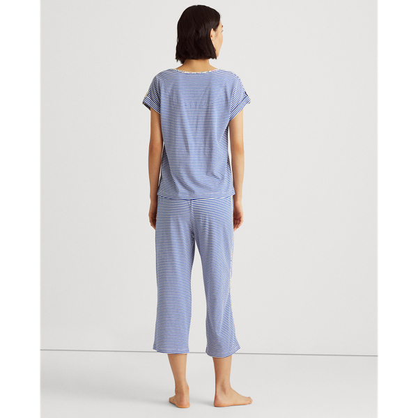 Blue Stripe Striped Cotton Capri Sleep Set Lauren 5