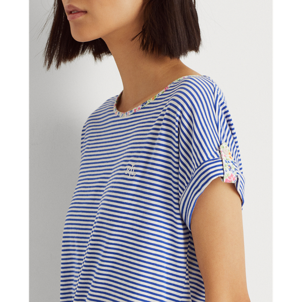 Blue Stripe Striped Cotton Capri Sleep Set Lauren 6