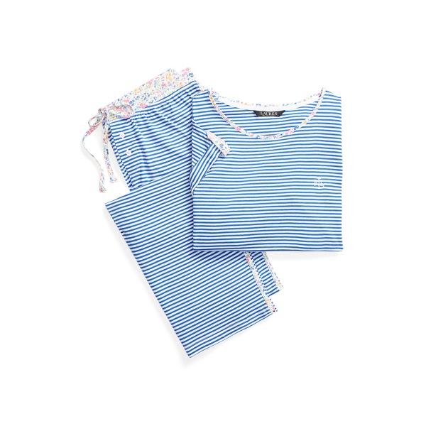 Striped Cotton Capri Sleep Set