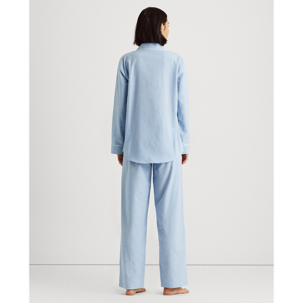 Blue White Houndstooth Brushed Twill Sleep Set Lauren 4