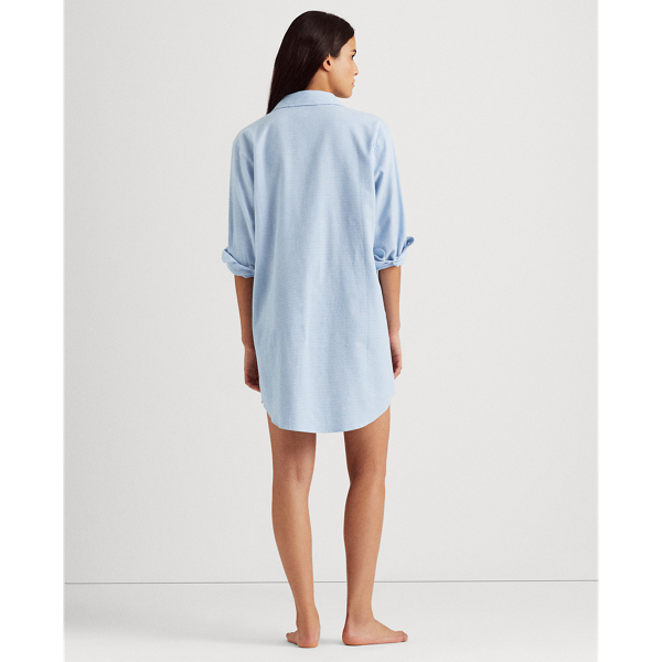 Blue White Houndstooth Brushed Twill Sleep Shirt Lauren 5