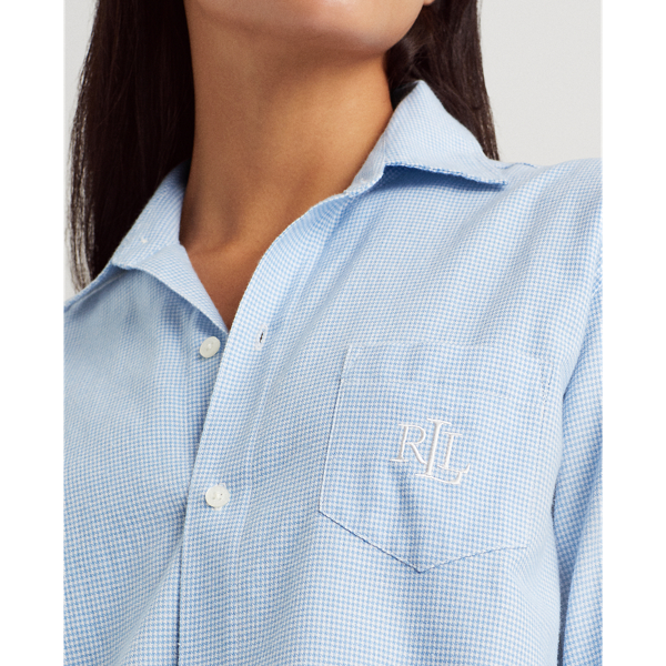 Blue White Houndstooth Brushed Twill Sleep Shirt Lauren 6