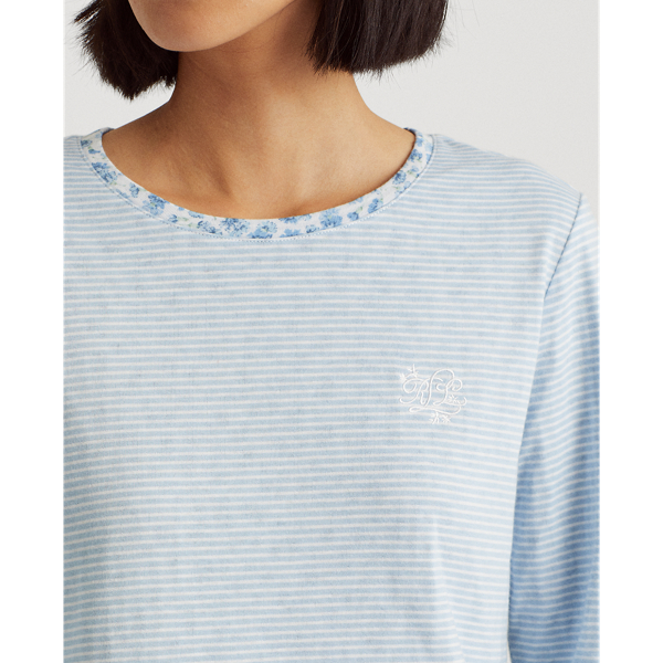 Blue Print Knit Cotton-Blend Sleep Set Lauren 6