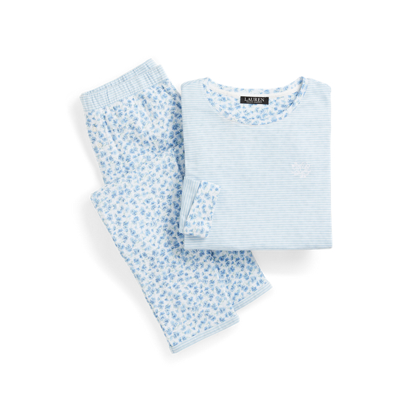 Blue Print Knit Cotton-Blend Sleep Set Lauren 2