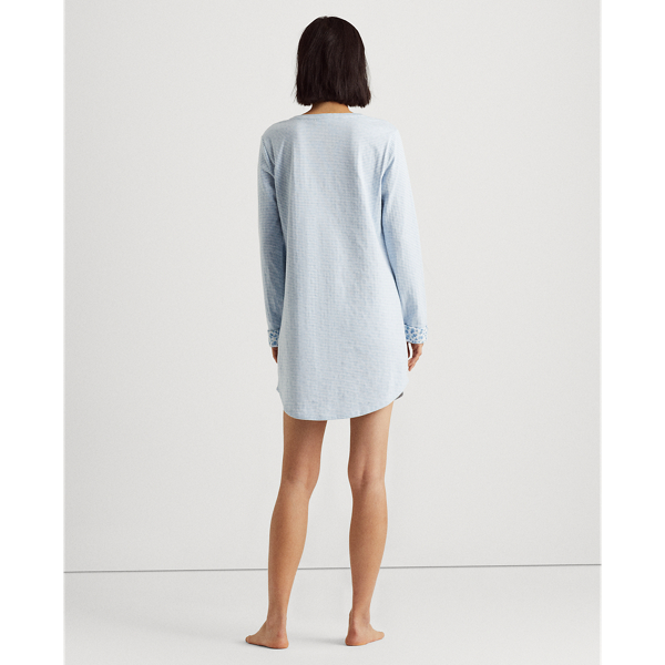 Blue Print Knit Cotton-Blend Sleep T-Shirt Lauren 5