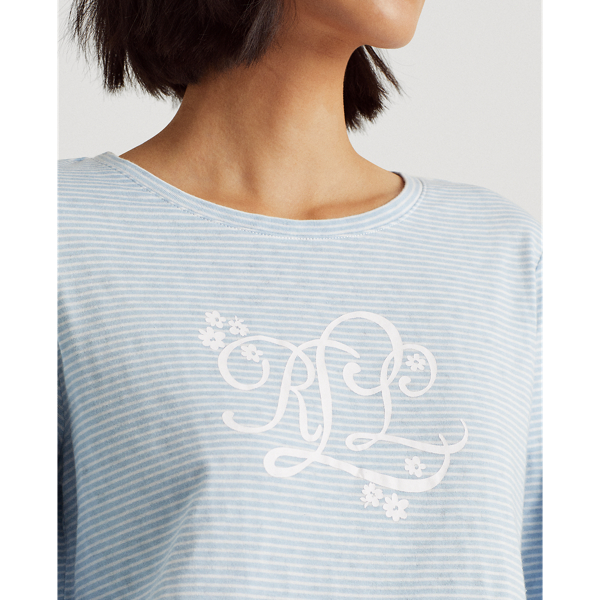 Blue Print Knit Cotton-Blend Sleep T-Shirt Lauren 6