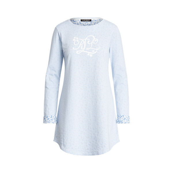 Blue Print Knit Cotton-Blend Sleep T-Shirt Lauren 2