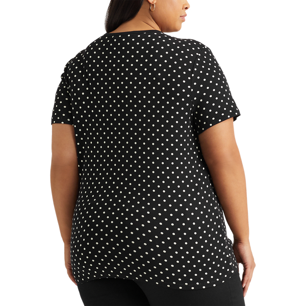 Polo Black/White Polka-Dot Cotton-Blend T-Shirt Lauren Woman 5