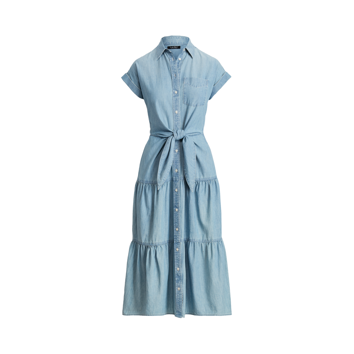 Belted Chambray Shirtdress