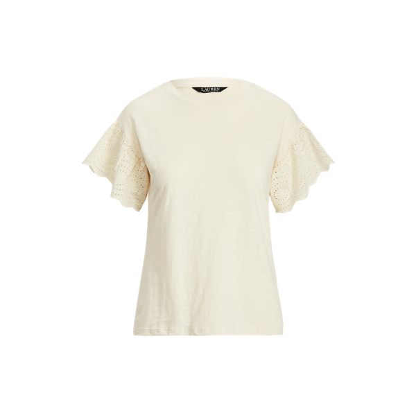 Flutter-Sleeve Slub Jersey Top Lauren 1
