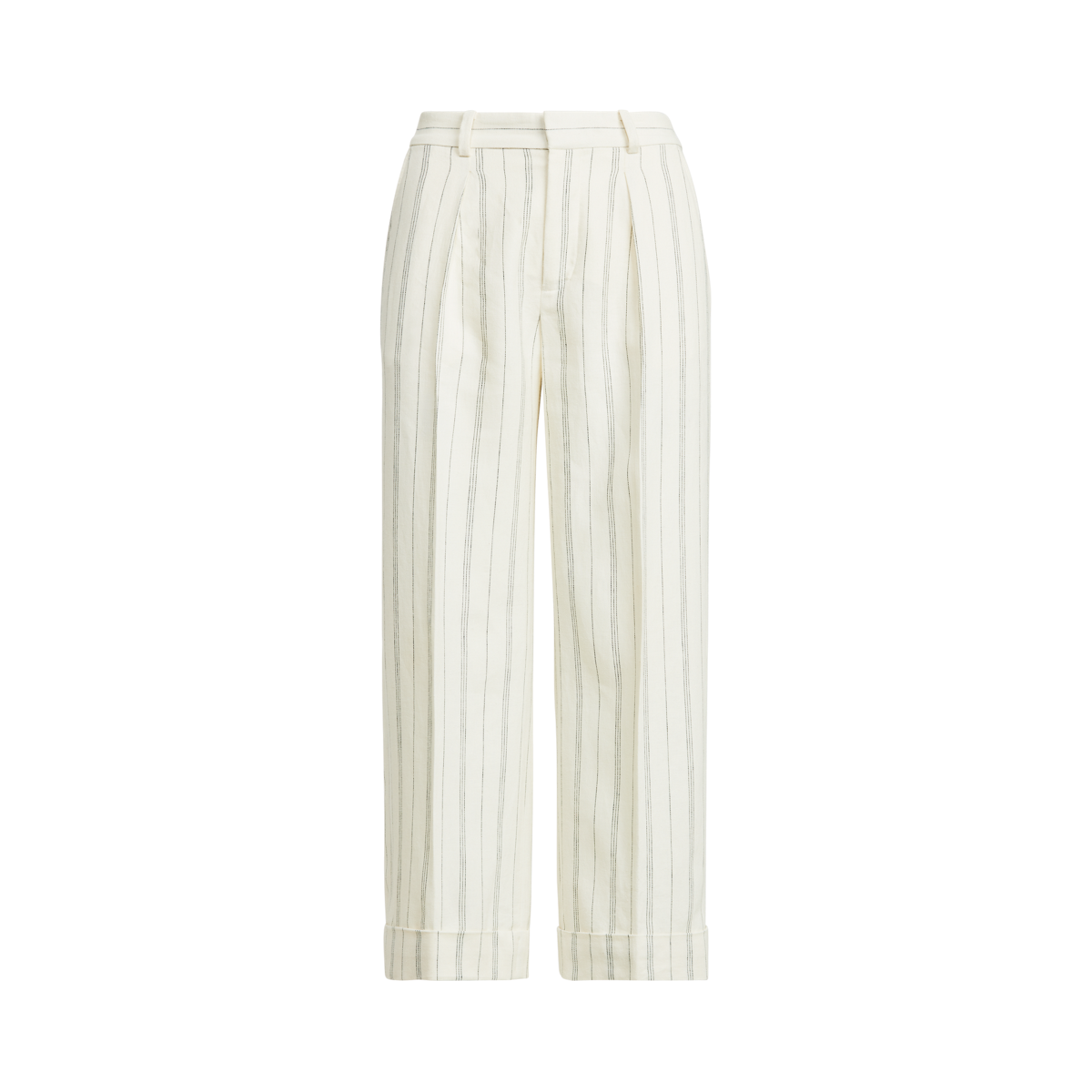 Striped Linen Twill Wide Leg Pant