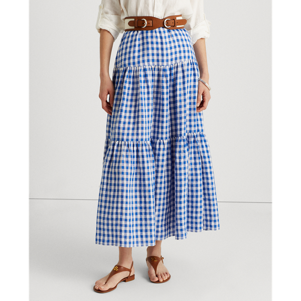 Blue/White Gingham Linen Maxiskirt Lauren 4
