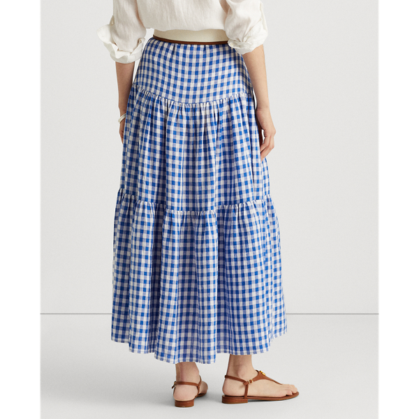 Blue/White Gingham Linen Maxiskirt Lauren 5