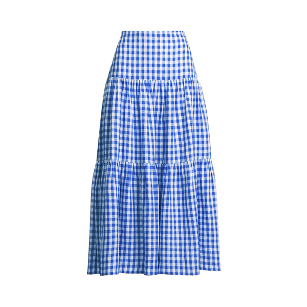 Blue/White Gingham Linen Maxiskirt Lauren 2