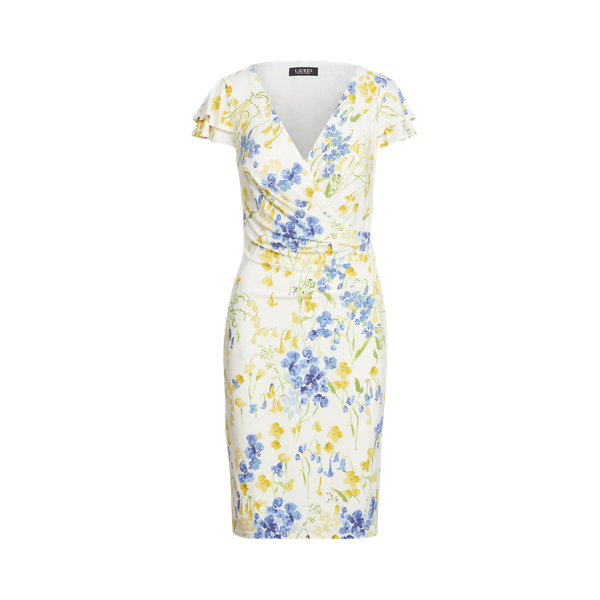 Floral Jersey Surplice Dress Lauren Petite 1