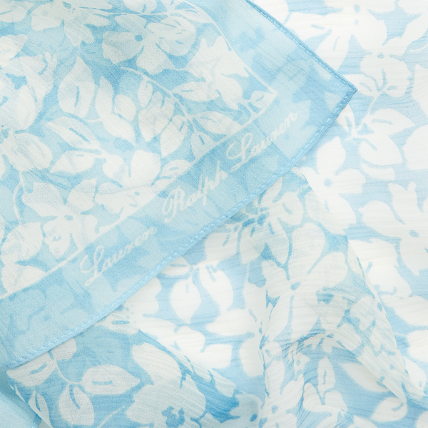 Dust Blue/Pale Yellow Janelle Silk Chiffon Scarf Lauren 3