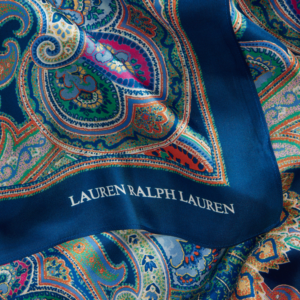 Refined Navy Angela Paisley Silk Twill Scarf Lauren 3