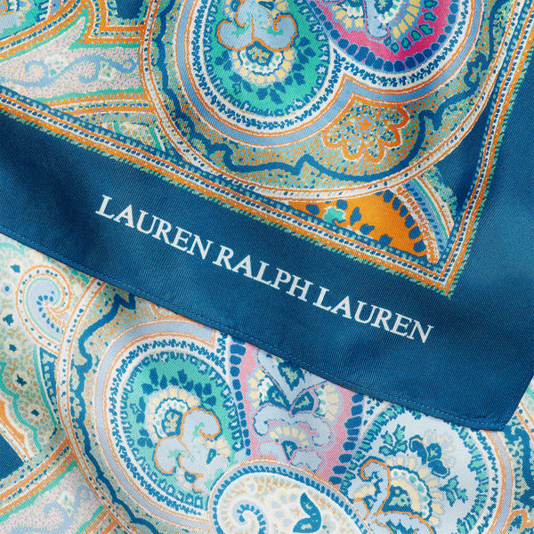 Refined Navy Angela Paisley Silk Twill Scarf Lauren 4
