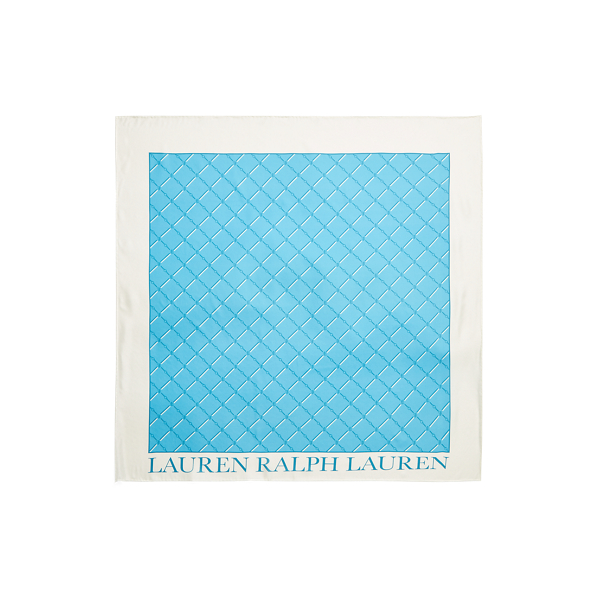 Dust Blue/Pale Yellow Dalia Silk Twill Square Scarf Lauren 2