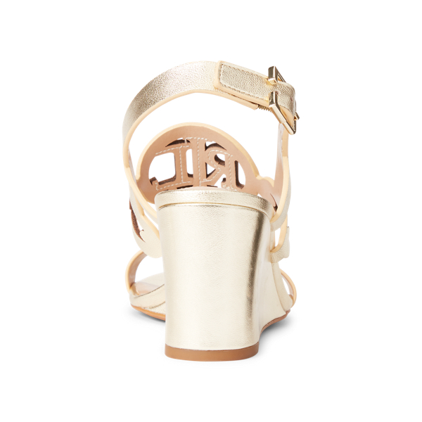 Pale Gold Amilea Metallic Leather Wedge Lauren 3