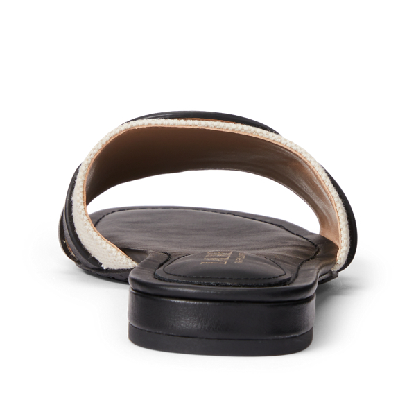 【Ralph Lauren】Alegra キャンバス×レザー スライドサンダル Alegra Canvas-Leather Slide Sandal | Ralph Lauren