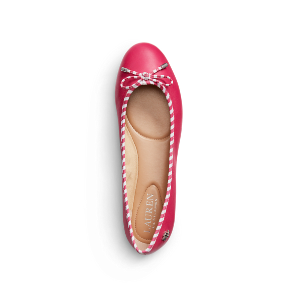 Bright Pink/Bright Pink/W Jayna II Striped Nappa Leather Flat Lauren 4