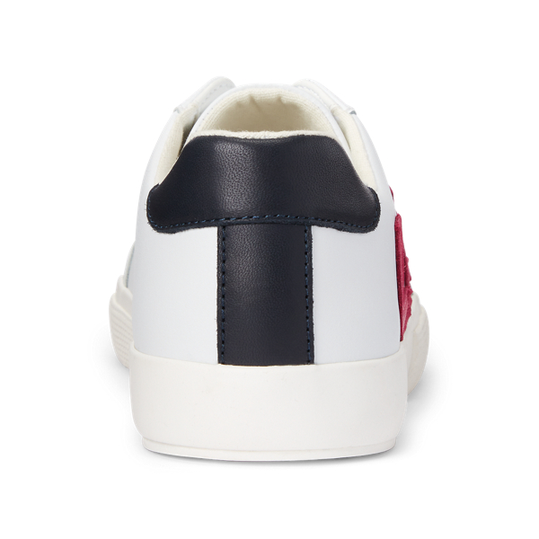 RL White/Bright Pink/Lrn Jaede Nappa Leather Trainer Lauren 3