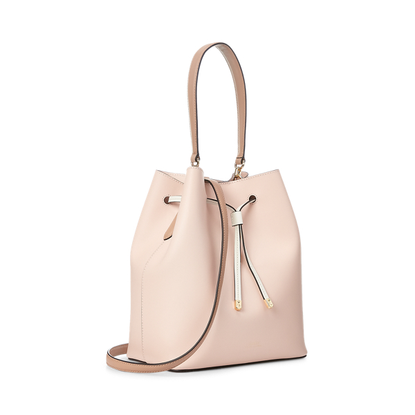 Ballet Pink/Nude/Vanilla Leather Debby Drawstring Bag Lauren 3