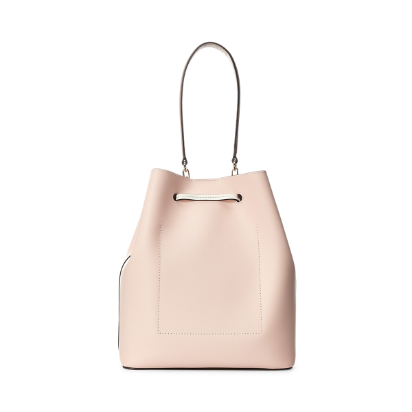 Ballet Pink/Nude/Vanilla Leather Debby Drawstring Bag Lauren 4