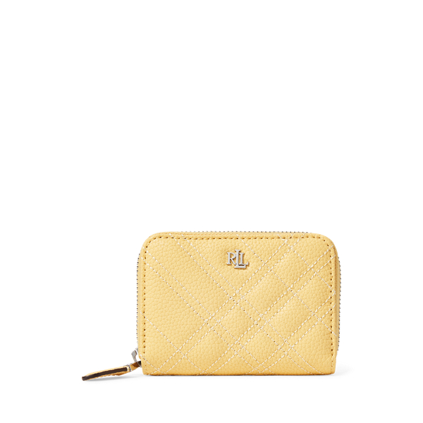 Plaid Quilted Leather Small Zip Wallet Lauren 1