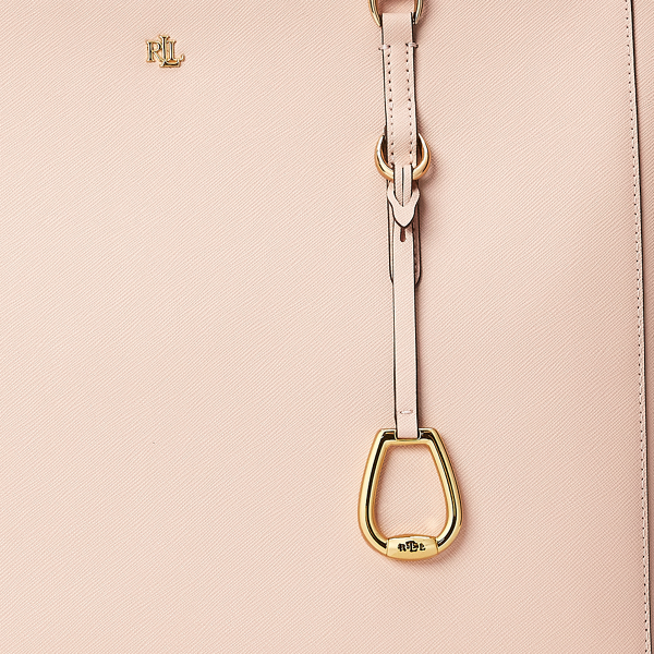 Ballet Pink Crosshatch Leather Tote Lauren 6