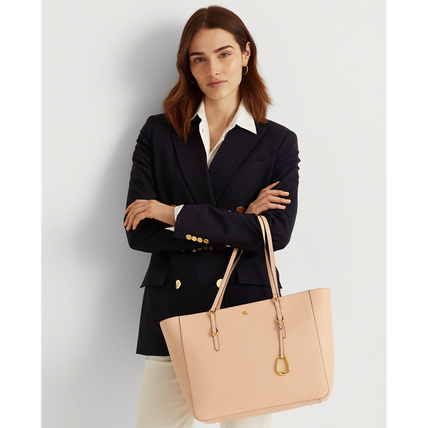 Ballet Pink Crosshatch Leather Tote Lauren 7