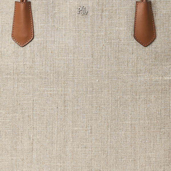 Silver/Lauren Tan Metallic Canvas Large Hutton Tote Lauren 6