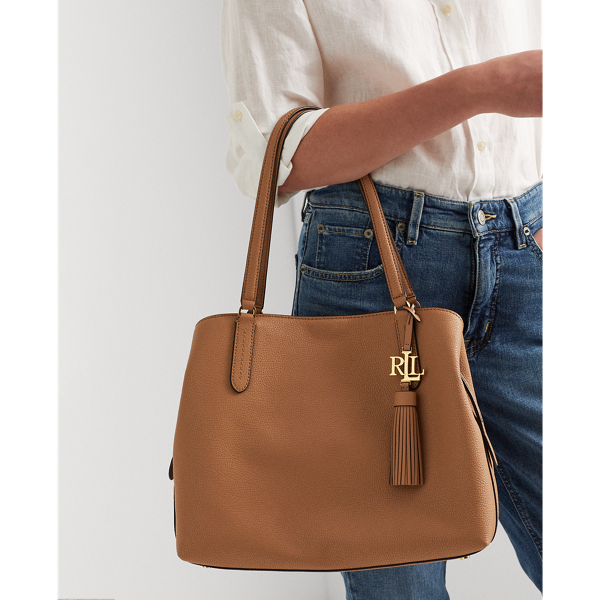 Nude Leather Large Quinn Shoulder Bag Lauren 6