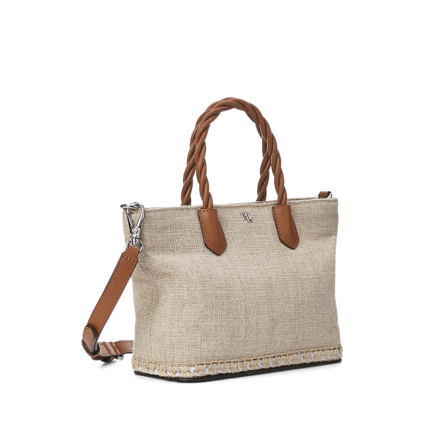 Silver/Lauren Tan Metallic Canvas Small Hutton Tote Lauren 2
