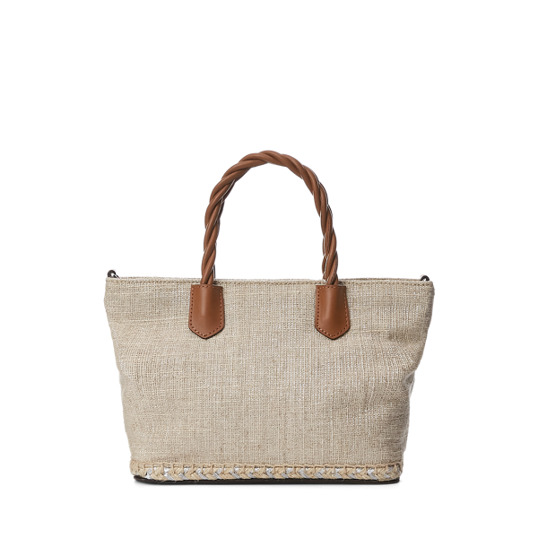 Silver/Lauren Tan Metallic Canvas Small Hutton Tote Lauren 3