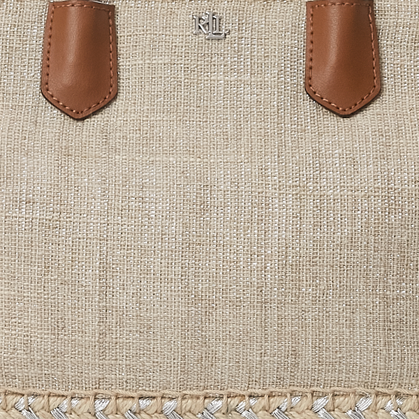 Silver/Lauren Tan Metallic Canvas Small Hutton Tote Lauren 5