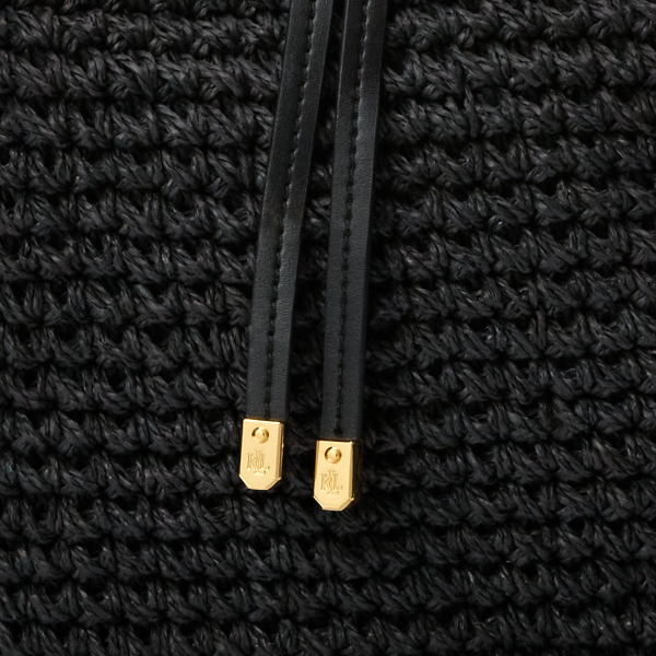 Black/Black Crochet-Straw Debby Drawstring Bag Lauren 6