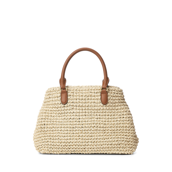Natural/Lauren Tan Crochet-Straw Mini Marcy II Satchel Lauren 4