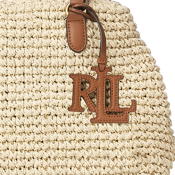 Natural/Lauren Tan Crochet-Straw Mini Marcy II Satchel Lauren 6